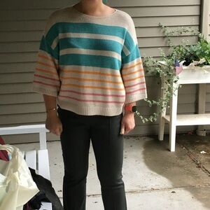 Loft Mixed Stripe Sweater L LG Large
